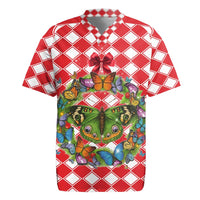 Christmas Butterfly Wreath Rugby Jersey Xmas Holiday Patterns - Wonder Print Shop