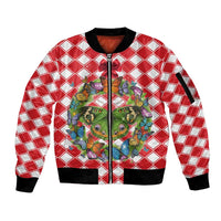 Christmas Butterfly Wreath Sleeve Zip Bomber Jacket Xmas Holiday Patterns - Wonder Print Shop