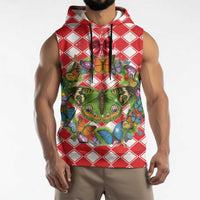 Christmas Butterfly Wreath Sleeveless Hoodie Xmas Holiday Patterns - Wonder Print Shop