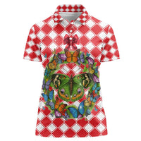 Christmas Butterfly Wreath Women Polo Shirt Xmas Holiday Patterns - Wonder Print Shop