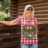 Christmas Butterfly Wreath Women Polo Shirt Xmas Holiday Patterns - Wonder Print Shop