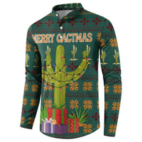 Cactus Gifts Christmas Button Sweatshirt Xmas Holiday Patterns - Wonder Print Shop