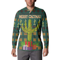 Cactus Gifts Christmas Button Sweatshirt Xmas Holiday Patterns - Wonder Print Shop