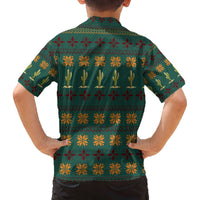 Cactus Gifts Christmas Family Matching Off The Shoulder Long Sleeve Dress and Hawaiian Shirt Xmas Holiday Patterns - Wonder Print Shop