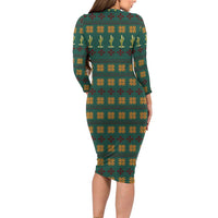Cactus Gifts Christmas Long Sleeve Bodycon Dress Xmas Holiday Patterns - Wonder Print Shop