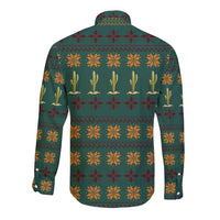 Cactus Gifts Christmas Long Sleeve Button Shirt Xmas Holiday Patterns - Wonder Print Shop