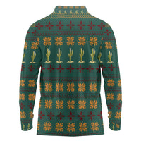 Cactus Gifts Christmas Long Sleeve Polo Shirt Xmas Holiday Patterns - Wonder Print Shop