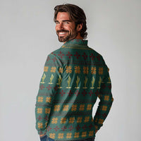 Cactus Gifts Christmas Long Sleeve Polo Shirt Xmas Holiday Patterns - Wonder Print Shop