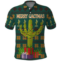 Cactus Gifts Christmas Polo Shirt Xmas Holiday Patterns - Wonder Print Shop