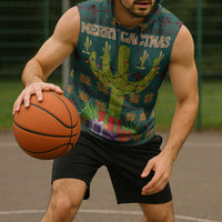 Cactus Gifts Christmas Sleeveless Hoodie Xmas Holiday Patterns - Wonder Print Shop