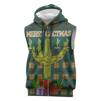 Cactus Gifts Christmas Sleeveless Zip Hoodie Xmas Holiday Patterns - Wonder Print Shop