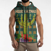 Cactus Gifts Christmas Sleeveless Zip Hoodie Xmas Holiday Patterns - Wonder Print Shop