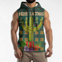 Cactus Gifts Christmas Sleeveless Zip Hoodie Xmas Holiday Patterns - Wonder Print Shop