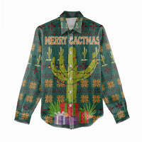 Cactus Gifts Christmas Women Casual Shirt Xmas Holiday Patterns - Wonder Print Shop
