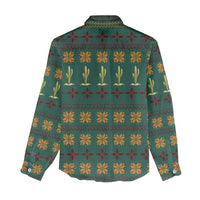 Cactus Gifts Christmas Women Casual Shirt Xmas Holiday Patterns - Wonder Print Shop