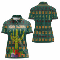 Cactus Gifts Christmas Women Polo Shirt Xmas Holiday Patterns - Wonder Print Shop