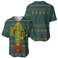 Cactus Christmas Baseball Jersey Xmas Holiday Patterns - Wonder Print Shop
