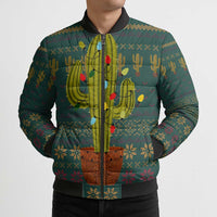 Cactus Christmas Bomber Puffer Jacket Xmas Holiday Patterns - Wonder Print Shop