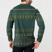 Cactus Christmas Button Sweatshirt Xmas Holiday Patterns - Wonder Print Shop