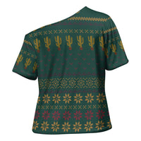 Cactus Christmas Cross Shoulder Shirt Xmas Holiday Patterns - Wonder Print Shop