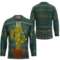 Cactus Christmas Hockey Jersey Xmas Holiday Patterns - Wonder Print Shop
