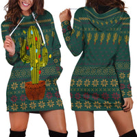Cactus Christmas Hoodie Dress Xmas Holiday Patterns - Wonder Print Shop