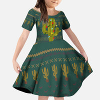 Cactus Christmas Kid Short Sleeve Dress Xmas Holiday Patterns - Wonder Print Shop
