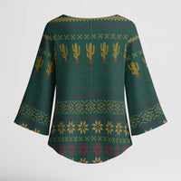 Cactus Christmas Kimono Sleeve Blouse Xmas Holiday Patterns - Wonder Print Shop