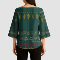 Cactus Christmas Kimono Sleeve Blouse Xmas Holiday Patterns - Wonder Print Shop