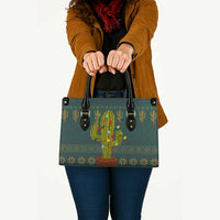 Cactus Christmas Leather Bag Xmas Holiday Patterns - Wonder Print Shop