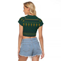 Cactus Christmas Raglan Cropped T Shirt Xmas Holiday Patterns - Wonder Print Shop