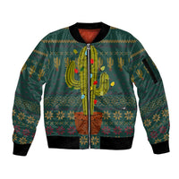 Cactus Christmas Sleeve Zip Bomber Jacket Xmas Holiday Patterns - Wonder Print Shop