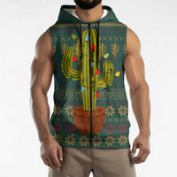 Cactus Christmas Sleeveless Zip Hoodie Xmas Holiday Patterns - Wonder Print Shop
