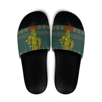 Cactus Christmas Slide Sandals Xmas Holiday Patterns - Wonder Print Shop