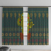 Cactus Christmas Window Curtain Xmas Holiday Patterns - Wonder Print Shop