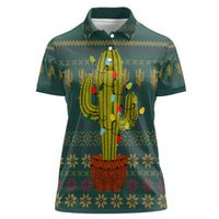 Cactus Christmas Women Polo Shirt Xmas Holiday Patterns - Wonder Print Shop