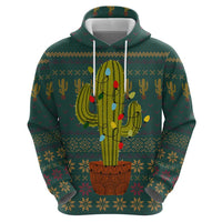 Cactus Christmas Zip Hoodie Xmas Holiday Patterns - Wonder Print Shop