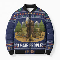 Camping I Hate People Christmas Bomber Puffer Jacket Xmas Holiday Patterns - Wonder Print Shop
