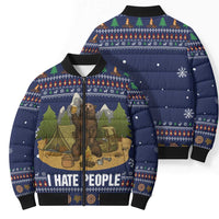 Camping I Hate People Christmas Bomber Puffer Jacket Xmas Holiday Patterns - Wonder Print Shop