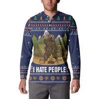 Camping I Hate People Christmas Button Sweatshirt Xmas Holiday Patterns - Wonder Print Shop