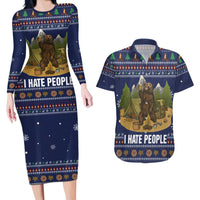 Camping I Hate People Christmas Couples Matching Long Sleeve Bodycon Dress and Hawaiian Shirt Xmas Holiday Patterns - Wonder Print Shop