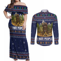 Camping I Hate People Christmas Couples Matching Off Shoulder Maxi Dress and Long Sleeve Button Shirt Xmas Holiday Patterns - Wonder Print Shop