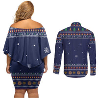 Camping I Hate People Christmas Couples Matching Off Shoulder Short Dress and Long Sleeve Button Shirt Xmas Holiday Patterns - Wonder Print Shop