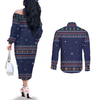 Camping I Hate People Christmas Couples Matching Off The Shoulder Long Sleeve Dress and Long Sleeve Button Shirt Xmas Holiday Patterns - Wonder Print Shop