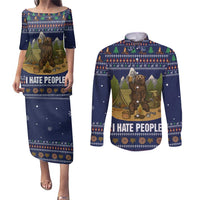 Camping I Hate People Christmas Couples Matching Puletasi and Long Sleeve Button Shirt Xmas Holiday Patterns - Wonder Print Shop