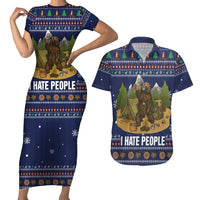 Camping I Hate People Christmas Couples Matching Short Sleeve Bodycon Dress and Hawaiian Shirt Xmas Holiday Patterns - Wonder Print Shop