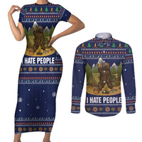 Camping I Hate People Christmas Couples Matching Short Sleeve Bodycon Dress and Long Sleeve Button Shirt Xmas Holiday Patterns - Wonder Print Shop