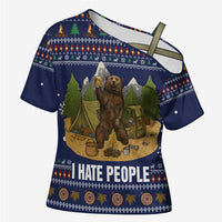 Camping I Hate People Christmas Cross Shoulder Shirt Xmas Holiday Patterns - Wonder Print Shop