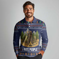 Camping I Hate People Christmas Long Sleeve Polo Shirt Xmas Holiday Patterns - Wonder Print Shop