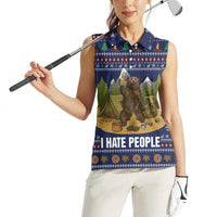 Camping I Hate People Christmas Women Sleeveless Polo Shirt Xmas Holiday Patterns - Wonder Print Shop